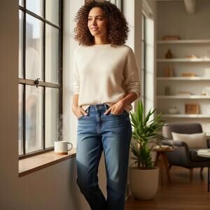 Jean Denver Hayes Hanna Curve-Tech Taille Haute Jambe Droite 6x32 - Bleu